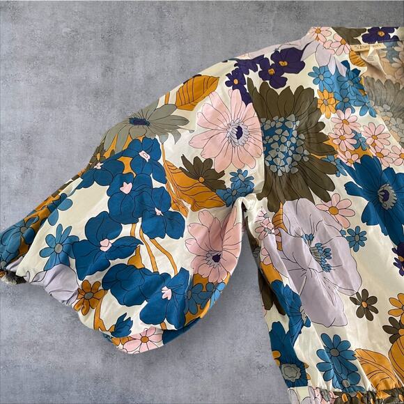 52Seven Floral Midi Dress Spring Summer Fall Pockets Fun Flirty ButtonUp Size 16 - Picture 7 of 12